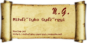 Mihályko Györgyi névjegykártya